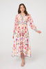 Pink | Border Print Empire Kimono Maxi Dress
