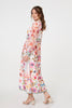 Pink | Border Print Empire Kimono Maxi Dress
