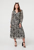 Black | Printed Layered Long Sleeve Maxi Dress
