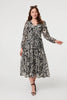 Black | Printed Layered Long Sleeve Maxi Dress
