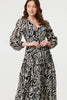 Black | Printed Layered Long Sleeve Maxi Dress
