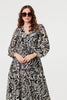 Black | Printed Layered Long Sleeve Maxi Dress
