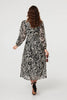 Black | Printed Layered Long Sleeve Maxi Dress
