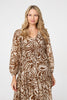Brown | Printed Layered Long Sleeve Maxi Dress
