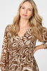 Brown | Printed Layered Long Sleeve Maxi Dress
