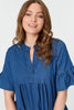 Blue | Flared 1/2 Sleeve Tiered Midi Dress