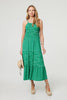 Green | Striped Ruched Texture Tiered Midi Dress
