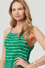 Green | Striped Ruched Texture Tiered Midi Dress
