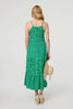 Green | Striped Ruched Texture Tiered Midi Dress

