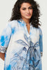 Blue | Abstract 1/2 Sleeve Midi Shift Dress
