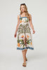 White | Tropical Print Sleeveless Midi Dress
