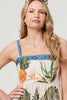 White | Tropical Print Sleeveless Midi Dress
