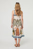 White | Tropical Print Sleeveless Midi Dress
