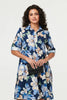 Navy | Floral Oversized Knee Length Shirt Dress
