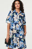 Navy | Floral Oversized Knee Length Shirt Dress
