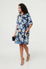 Navy | Floral Oversized Knee Length Shirt Dress
