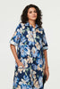 Navy | Floral Oversized Knee Length Shirt Dress
