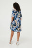 Navy | Floral Oversized Knee Length Shirt Dress

