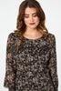 Black | Printed Long Sleeve Layered Maxi Dress
