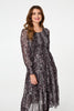 Black | Snake Print Smocked Midi Tiered Dress
