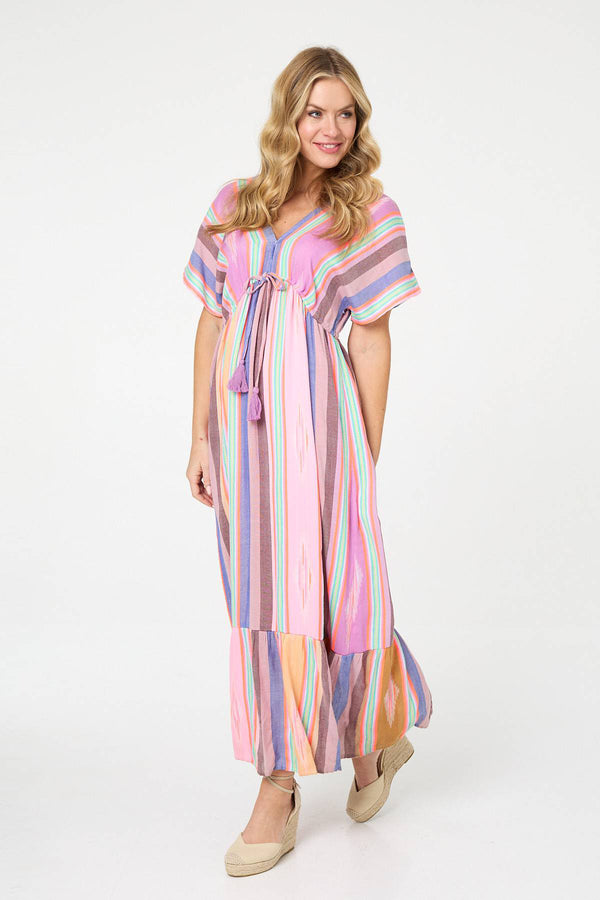 pink empire line dress Waist With Long Sleeves, Size M, VFG European Summer Resort Wear Perfect for luxury escapes and warm Pink Regency Empire Waist Formal
