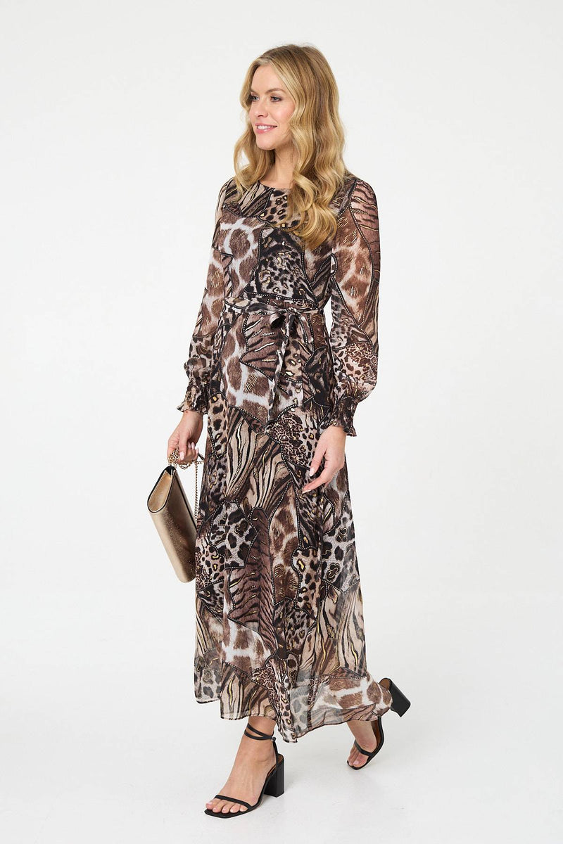 knee length dresses for ladies Tulip Knit Tunic Dress Animal Print – Novellathelabel main image 0