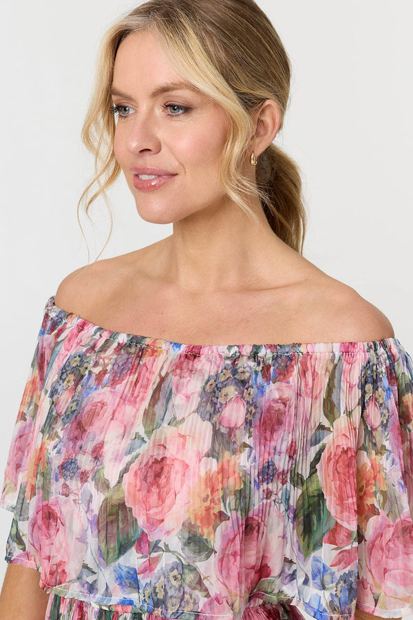 Pink | Floral Layered Tiered Maxi Dress