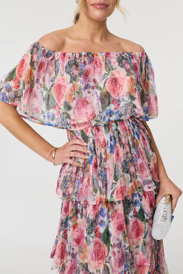 Pink | Floral Layered Tiered Maxi Dress