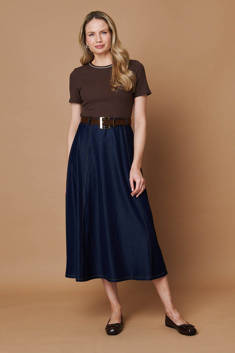 brown orange dress Navy Blue Satin Bridesmaid Dress with Square Neck – loveangeldress main image 0