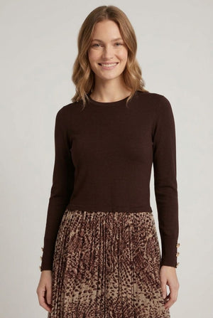 Brown | Animal Print Pleated Midi Dress