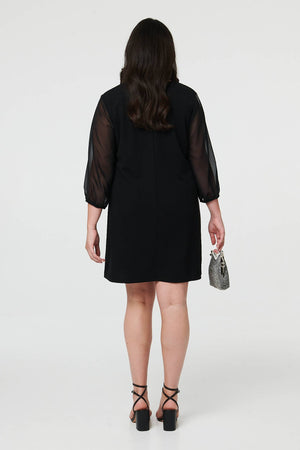 Black | Curve Sparkly Semi Sheer Short Dress