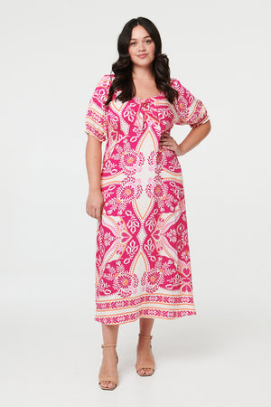 Curve Tie Front A-Line Midi Dress