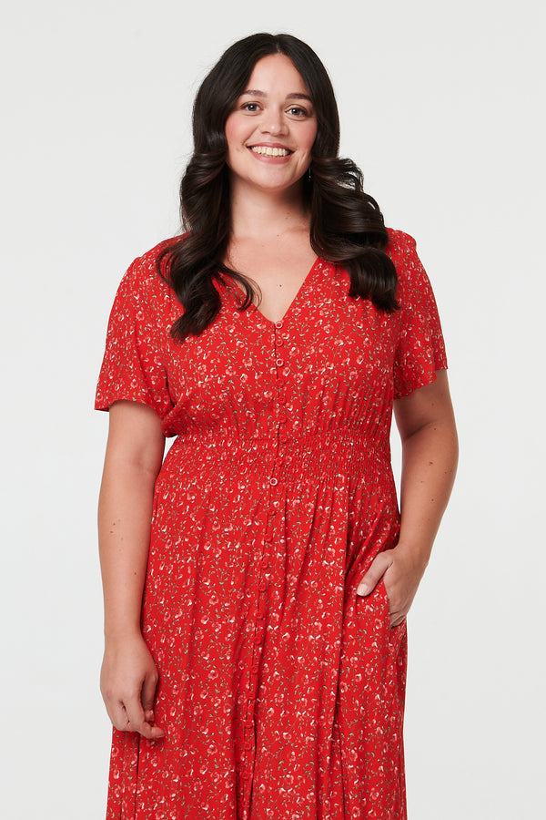 red ditsy print bardot frill hem skater dress Ditsy Floral Ruffle Bardot Dress