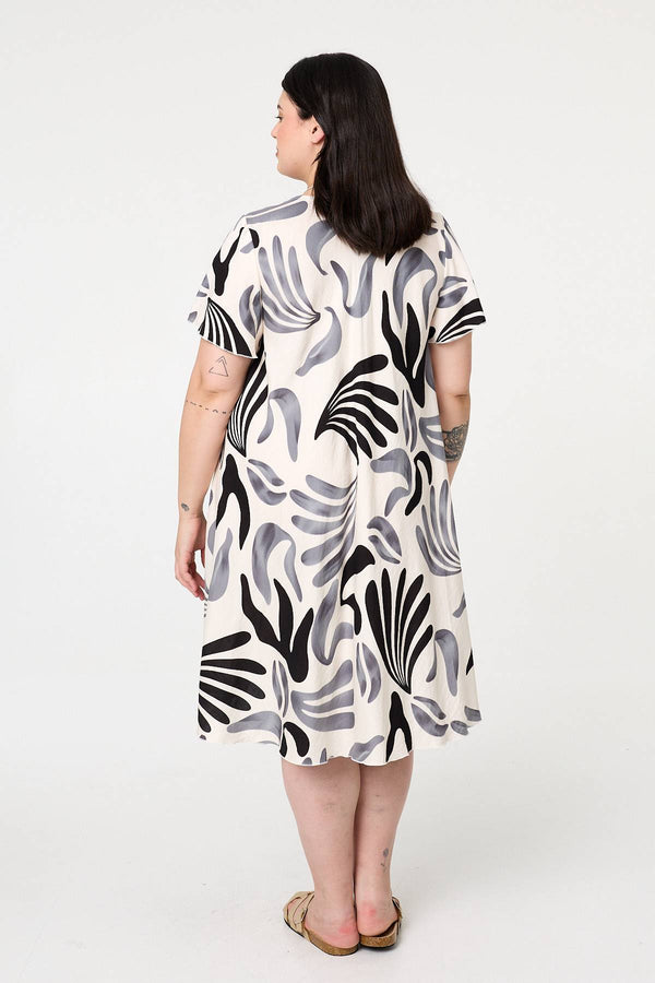 Grey | Curve Angel Sleeve Relaxed Midi Dress