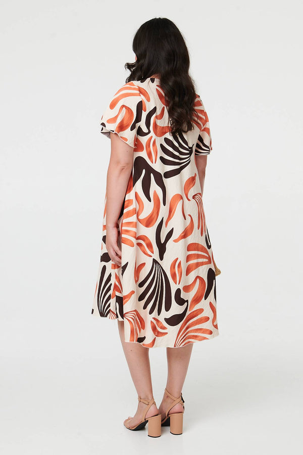 Orange | Curve Angel Sleeve Relaxed Midi Dress