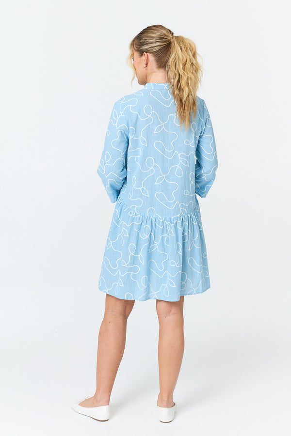 Blue | Abstract Relaxed Short Shirt Dress