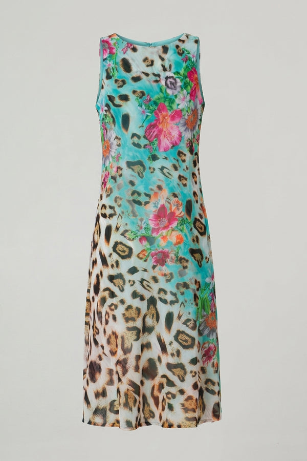 Green | Reversible Printed Sleeveless Midi Dress