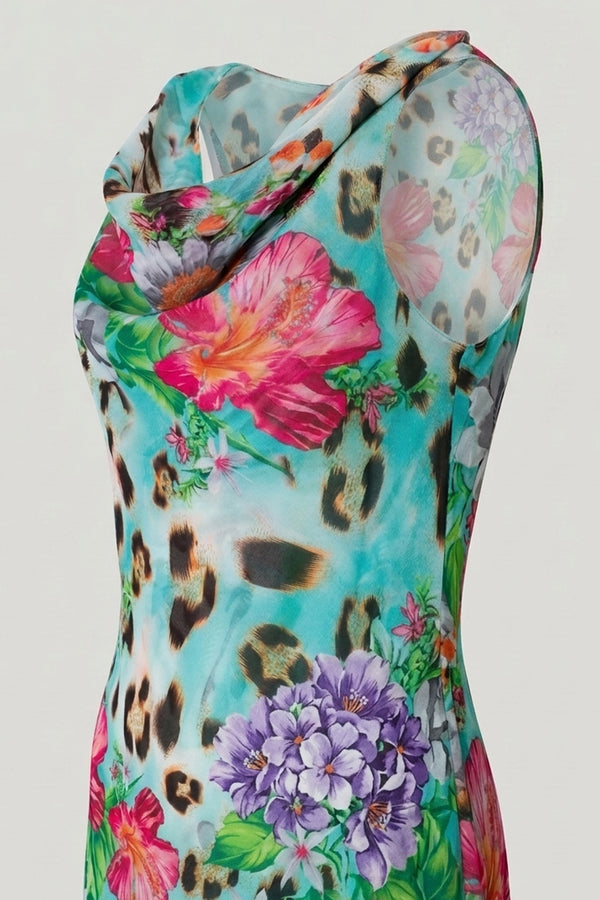 Green | Reversible Printed Sleeveless Midi Dress