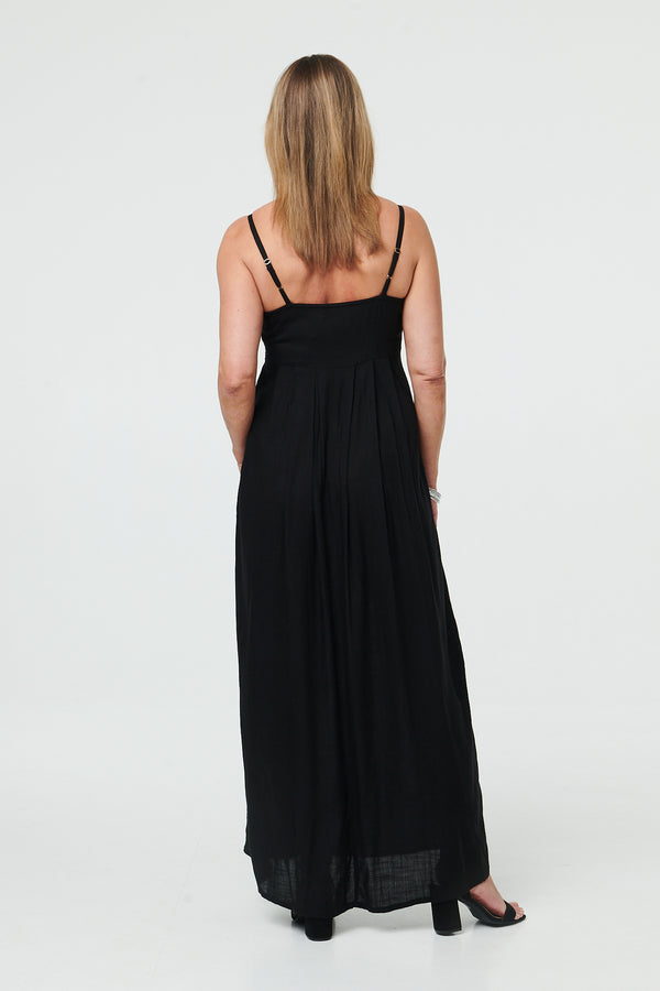Black | Sequin Embellished Cami Strap Maxi Dress