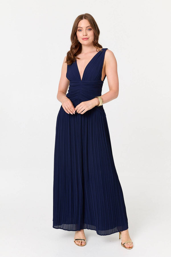 Blue | Abstract Relaxed 3/4 Sleeve Maxi Dress