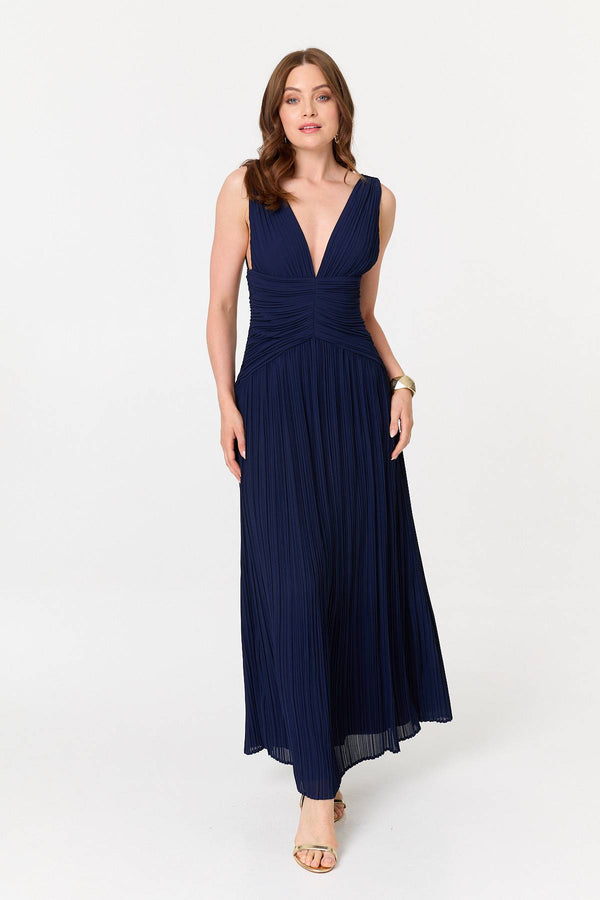 Blue | Abstract Relaxed 3/4 Sleeve Maxi Dress