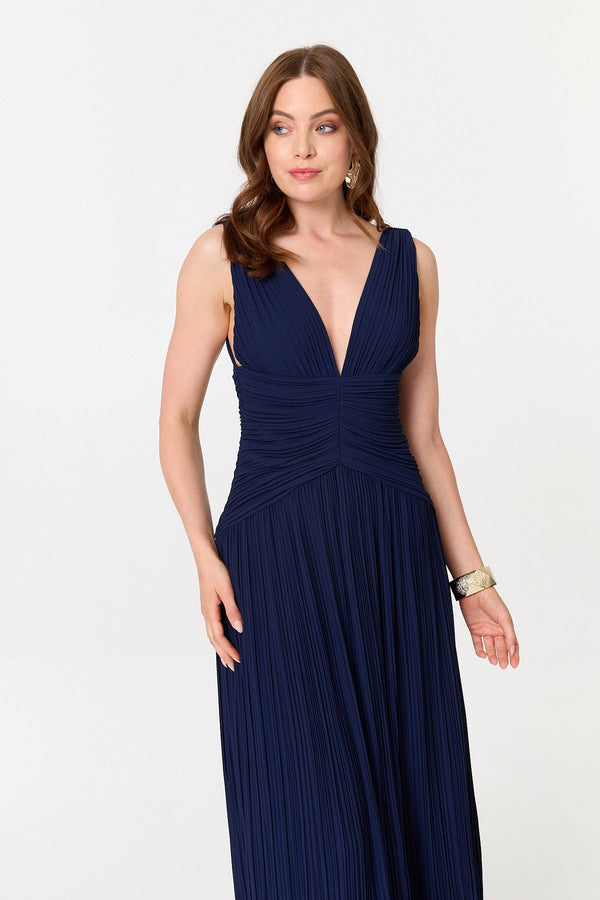 Blue | Abstract Relaxed 3/4 Sleeve Maxi Dress
