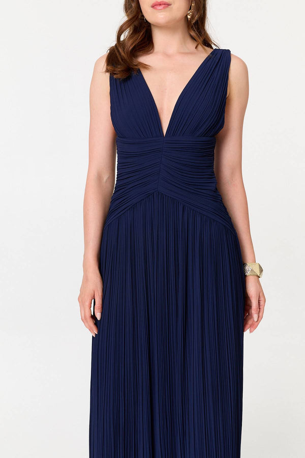 Blue | Abstract Relaxed 3/4 Sleeve Maxi Dress