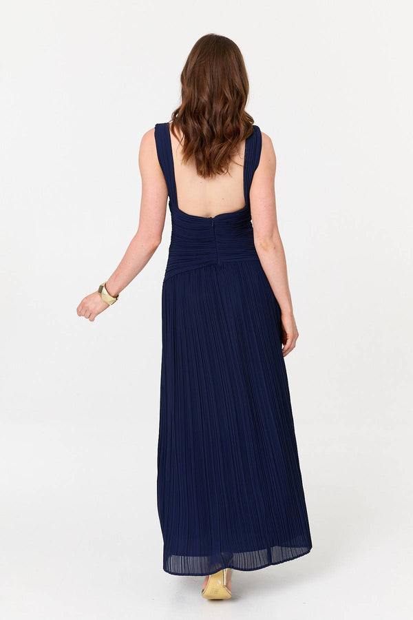 Blue | Abstract Relaxed 3/4 Sleeve Maxi Dress