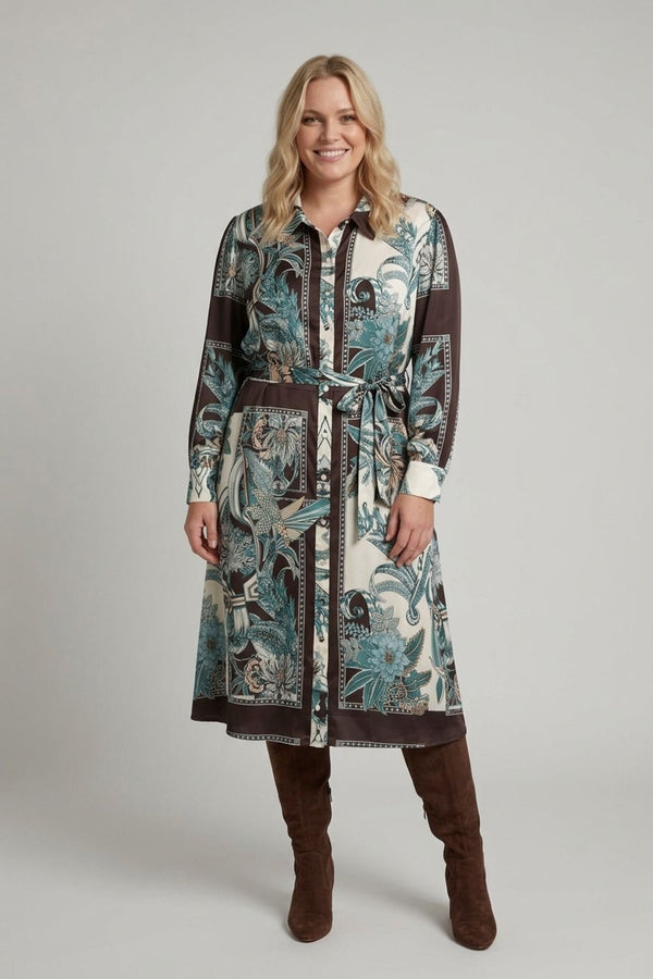 Black | Curve Long Sleeve Printed Maxi Dress