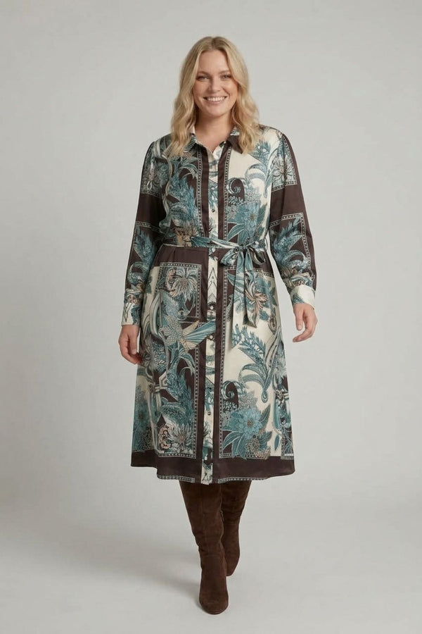 Black | Curve Long Sleeve Printed Maxi Dress