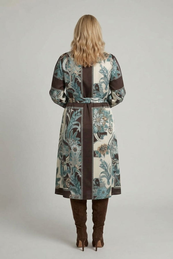 Black | Curve Long Sleeve Printed Maxi Dress