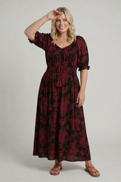 Black | Curve Baroque Print A-Line Maxi Dress