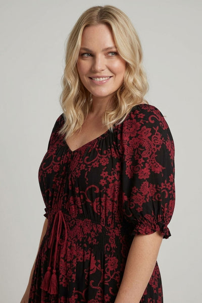 Black | Curve Baroque Print A-Line Maxi Dress