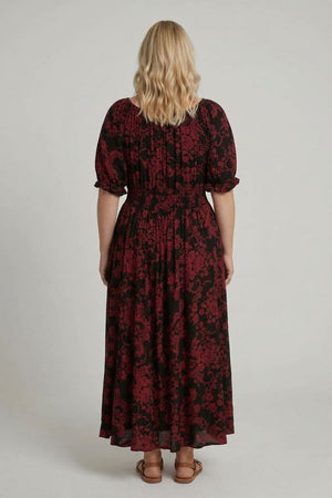 Black | Curve Baroque Print A-Line Maxi Dress